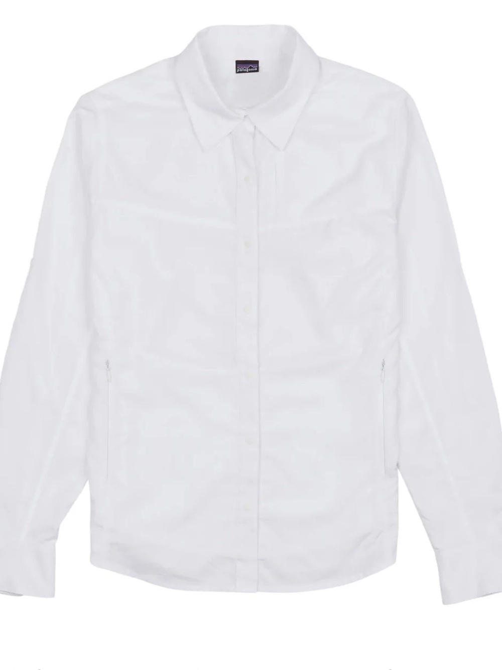 Patagonia Sol Patrol Shirt Womens 8 Outdoor Hike Travel Fish white Gorpcore